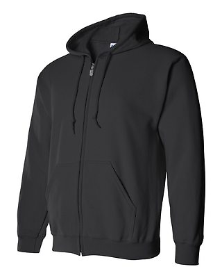 #ad Gildan BLACK Zip Hoodie Heavy Blend Full Zip Hooded Sweatshirt Jumper Size S 5XL $18.09