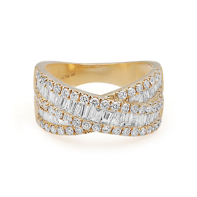 #ad Rachel Koen 1.97Cttw Baguette amp; Round Diamond Ring 18K Yellow Gold Size 6.75 $3465.99