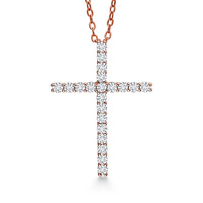 #ad 18K Rose Gold Plated Silver Pendant with Chain Round Moissanite 0.80 Cttw $54.99