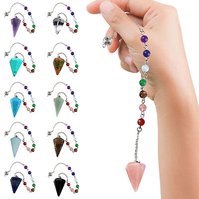 #ad Natural Stone Crystal Pendulum Hexagonal Reiki Chakra Healing Pendant $10.71