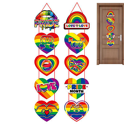 #ad 2pcs Rainbow Door Hanger LGBT Rainbow Sign Handmade For Outside Porch Decor $12.18