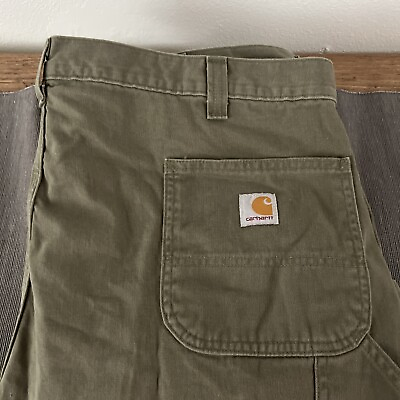 #ad Carhart Pants Size 44x34 Army Green Left Leg Hammer Loop Utility Work Pant $24.99