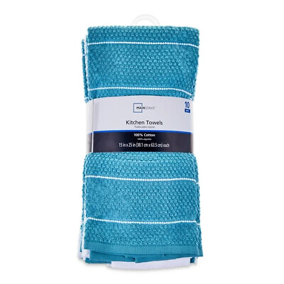 #ad Dobby Rice Weave Kitchen Towels 15” x 25” Set of 10 Topaz Blue $12.46