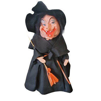 #ad Vintage Halloween Witch Bottle Doll 13quot; Decoration Creepy Rubber Face Kitschy $39.99