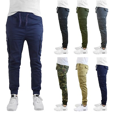 #ad Mens Cargo Jogger Pants Soft Cotton Twill With Stretch Comfort Lounge Active NEW $19.99