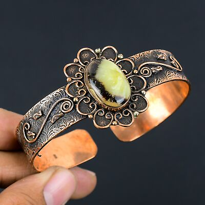 #ad Septarian Stone Gemstone Handmade Cuff Copper Jewelry Bangle Adjustable $19.99
