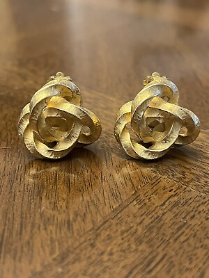 Vintage Givenchy Earrings Gold Tone Earrings Large Knot Clusters Signed Rare $150.00