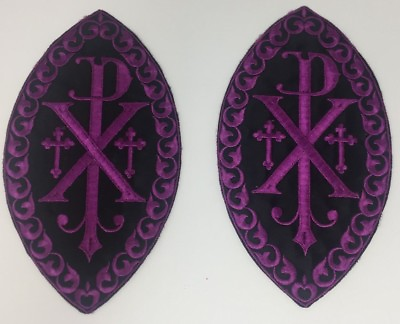 #ad PX 2 Pcs. Purple Emblem Embroidered Sew On for Vestment $32.00