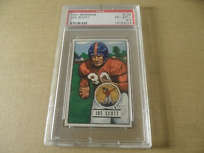 #ad U 238 1951 BOWMAN football card #128 JOE SCOTT EX MT 6.5 PSA New York Giants $50.34