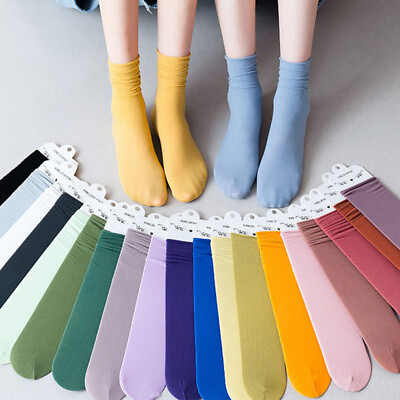 #ad Women Socks Casual Sports Thin Socks Long Socks Solid Socks Breathable $0.99