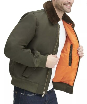 #ad Tommy Hilfiger Men’s XL Bomber Jacket W Removable Faux Fur Collar $59.99