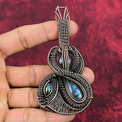 #ad Labradorite Pendant Gemstone Guitar Pendant Copper Wire Wrapped Handmade Jewelry $28.20