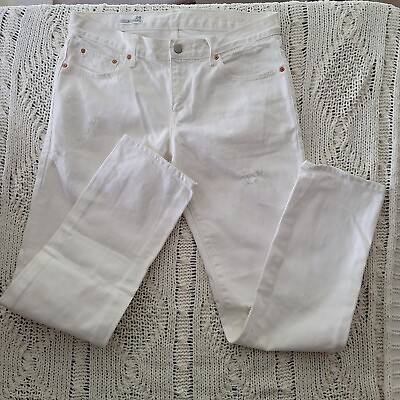 #ad GAP 1969 Womens White Sexy Boyfriend Cotton Blnd Straight Jeans Sz 24 see pics $10.98
