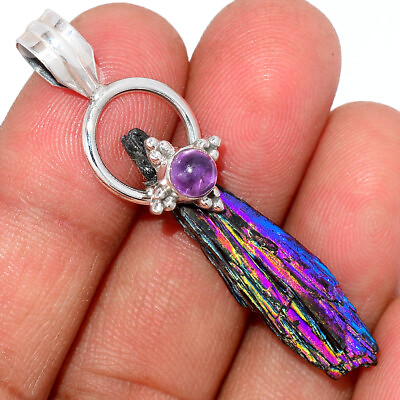 #ad Treated Rainbow Aura Kyanite 925 Sterling Silver Pendant Jewelry BP211405 JA8 $18.99