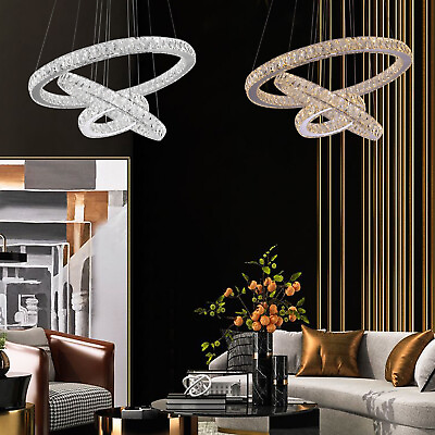 3 Rings Modern Crystal Chandelier Crystal Lighting Fixture Pendant Ceiling Light $140.00