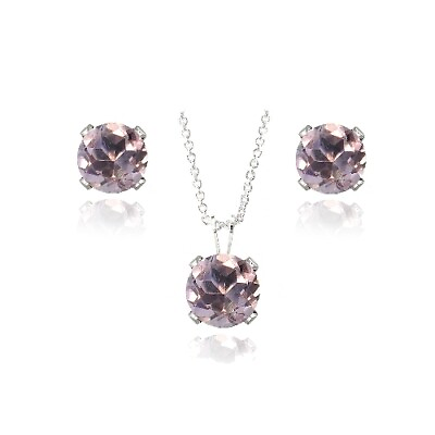 #ad 3ct Amethyst Solitaire Pendant amp; Earrings Set in Sterling Silver 18quot; $20.75