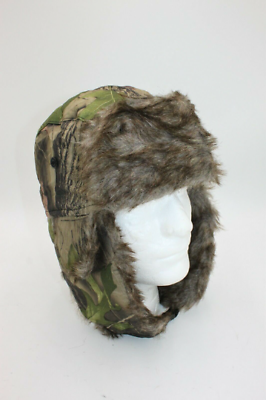 #ad Trapper Hat Faux Fur Hunting Warm Winter Cap Fall Tree Leaf Brown Wood Bark Gree $14.99