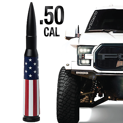 #ad 50 CAL BULLET ANTENNA FOR FORD DODGE amp; RAM F150 F250 F350 ANTENNA AMERICAN FLAG $26.99