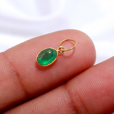 #ad Natural Emerald Oval Charm Solid 14k amp; 18k Gold Wedding Gift Women Charm Pendant $67.50