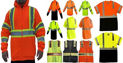 #ad Safety Work Vest T Shirt Long Sleeve Short ANSI High Visibility Reflective Tape $14.99