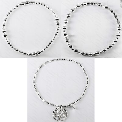 #ad Sterling Silver Expandable BEAD Chain Bracelet Highly Polished $39.95
