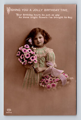 #ad RPPC Hand Colored EAS Studio Portrait of Young Flower Girl Birthday Postcard $6.66