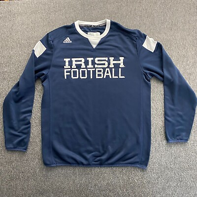 #ad Adidas Shirt Mens Medium Blue Long Sleeve Notre Dame Irish Football Pullover $19.99