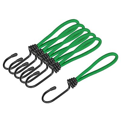 #ad 10Pcs Elastic Cords with Hook 6 Inch Tarp Straps Ropes for Camping Tent Green AU $22.43
