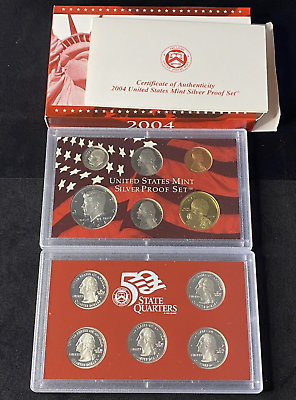 #ad 2004 S United States Silver Proof Set OGP amp; COA 11 Coins Free Shipping $45.00