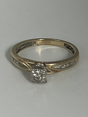 #ad 10k Gold Diamond Princess Design Ring $274.40