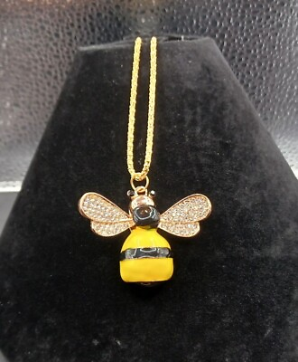 #ad New Betsey Johnson Rhinestone Bee Insect Statement Necklace With Tag $16.24