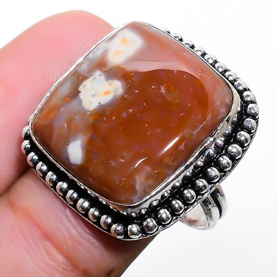 #ad African Moss Handmade Gemstone 925 Sterling Silver Jewelry Ring 7.5 y439 $17.99