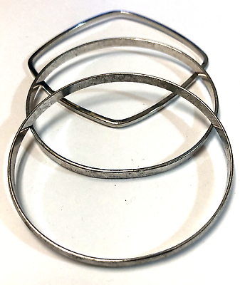 #ad Set Of Three 3 Silver Tone Bracelet’s One Square Shaped Two Round $9.95