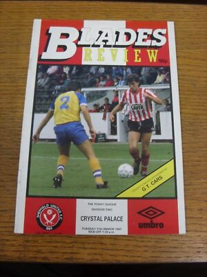 #ad 17 03 1987 Sheffield United v Crystal Palace . FREE POSTAGE on all UK orders. GBP 3.99