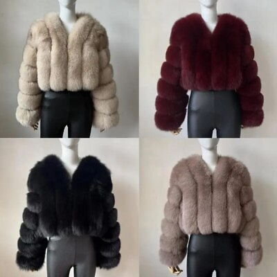 #ad Fur Coat V Neck Long Sleeve Winter Woman Natural Warm Fashion Luxury Girls $311.70