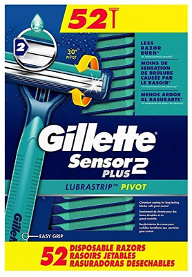 #ad #ad Men#x27;s Gillette Sensor PLUS2 Disposable Razor with Powder Lubrastrip 52 Razors $39.99