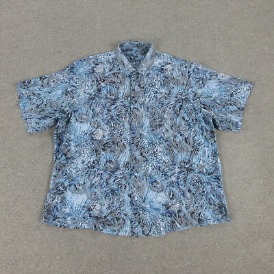 #ad Marcello Sport Shirt Mens XXL Blue Geometric Short Sleeve Button Up $15.57