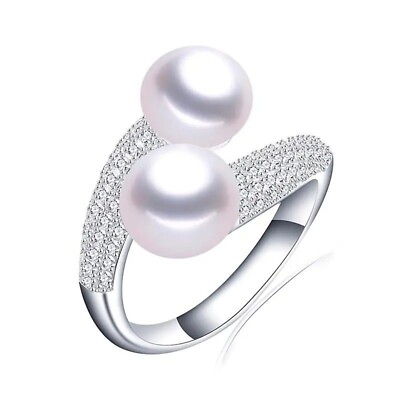 #ad Pretty Pearl Ring 925 Sterling Silver Natural Freshwater Pearl Womens Ring UK US $13.99