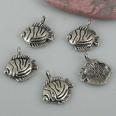 #ad 30pcs 15.4*14mm tibetan silver color alloy metal fish charms EF0374 $2.00