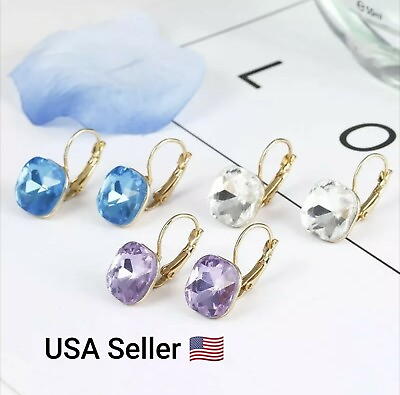 #ad New Fashion Simple Austrian Crystal Dangle Earrings Women Stud Drop Square Ear $4.49