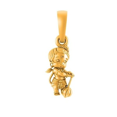 #ad 925 Sterling Silver 22k Gold Plated God Hanuman Pendant Lord Bajrang Bali Locket $25.90