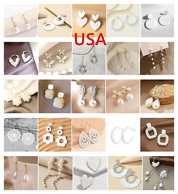 #ad New Fashion Women Pearl White Color Various Exquisite Earrings Christmas Gift $9.98