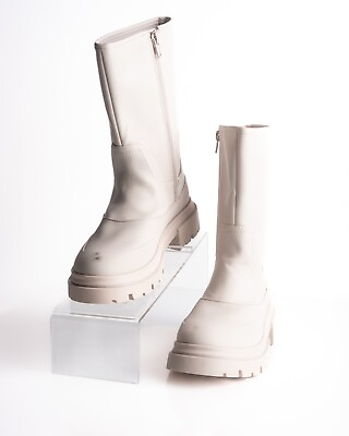 #ad Zara Childrens Girls Beige Water Resistant Mid Calf Zip Up Boots Sz US 2.5 EU 34 $31.99