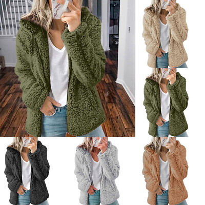 #ad Ladies Coat Sweatshirt Outwear Jacket Overcoat Long Sleeve Warm Hoodie Solid Zip $24.12