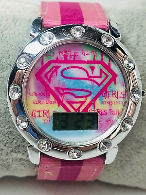 #ad Girls Superman Digital Pink Tone Watch New Battery $6.13