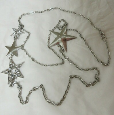 #ad Silver Tone and Rhinestone Layered Star Necklace $7.99