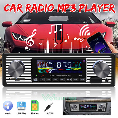 #ad LCD Car MP3 Player FM Vintage Car Radio Stereo Modern Bluetooth AUX SD Host New $27.99