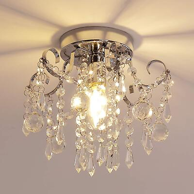 #ad Small Crystal Chandelier Flush Mount Ceiling Light Fixtures Modern Mini Chand... $52.66