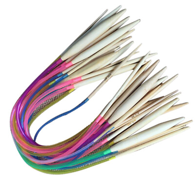 #ad 18 Pairs Bamboo Circular Knitting Needles Set for Seamless Weaving $10.62